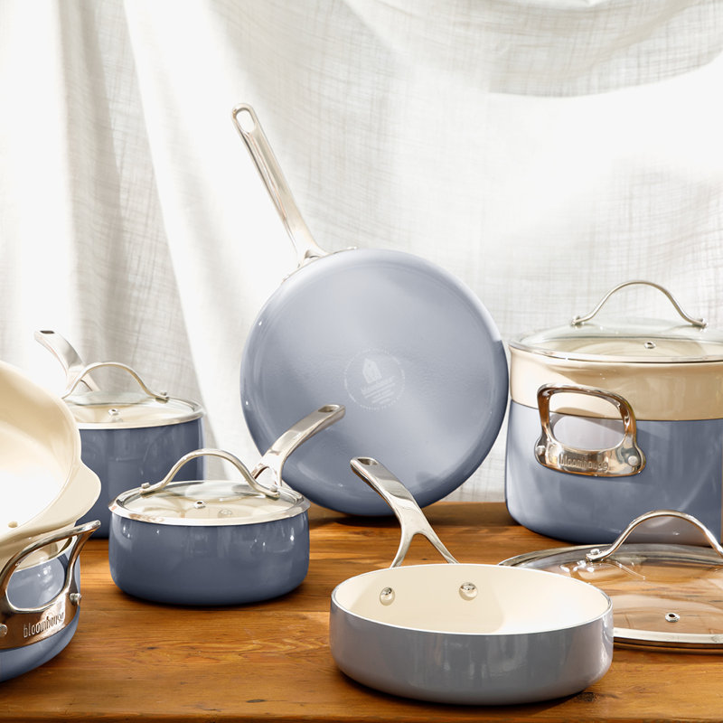 Batterie de cuisine antiadhésive en aluminium 12 pièces, Perinwinkle - bleu