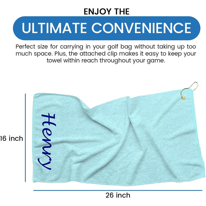 Cotton Embroidered Golf Towels Kitchen Towel, Turquoise, Yes