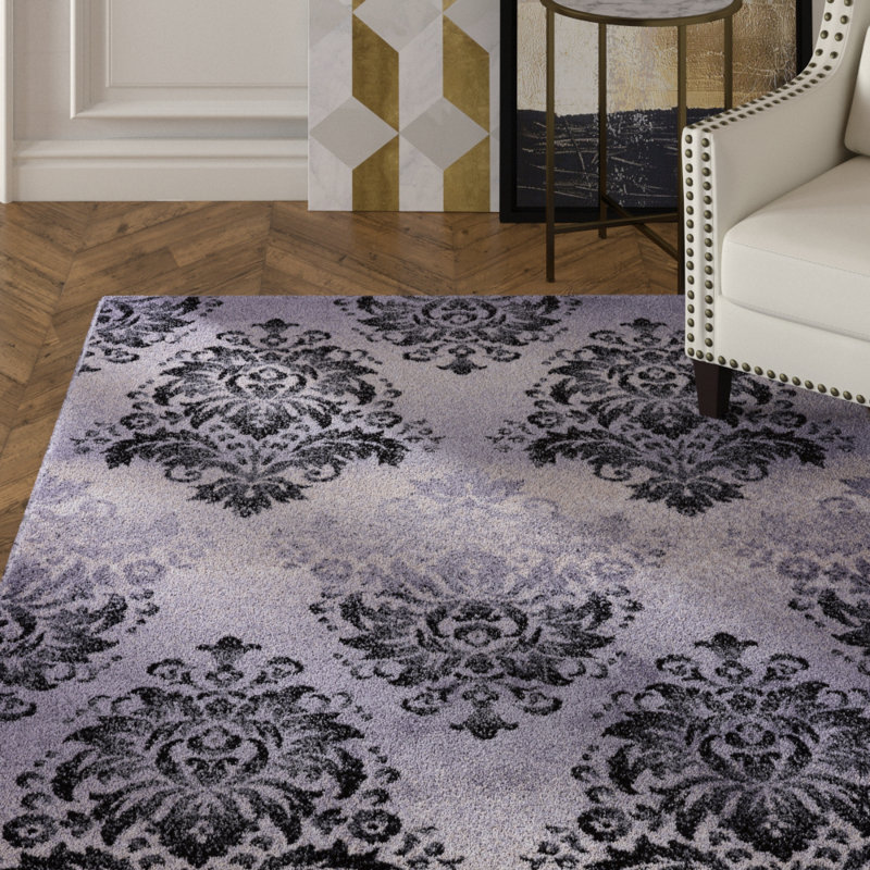 Tapis gris / noir Lorcan, Rectangle 5 pi 2 po x 7 pi 5 po