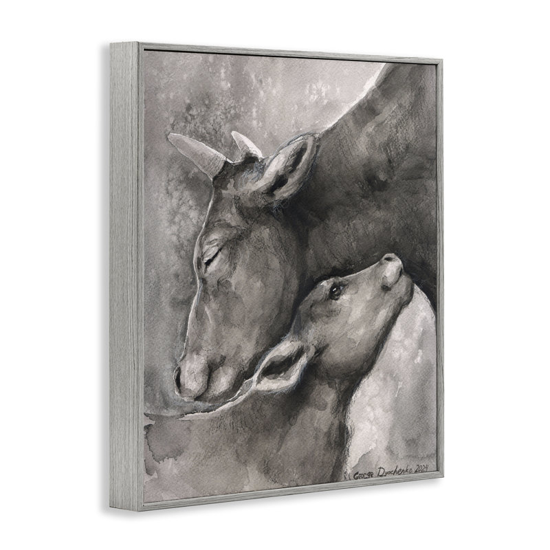 Vache mère et veau, art giclée par George Dyachenko bk-092, Estampe numérique Farmhouse, H 14 po x l 11 po