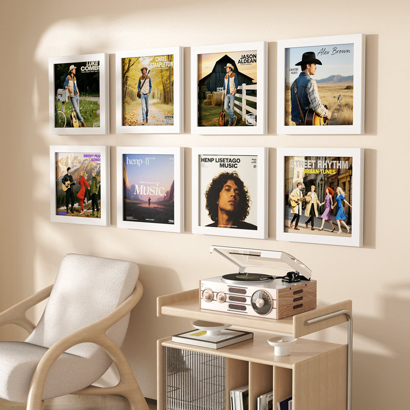 Ensemble de 2 cadres d'albums pour présentoir de disques vinyles, cadre en vinyle pour présentoir de pochettes pour disque vinyle de 12 po x 12 po, blanc