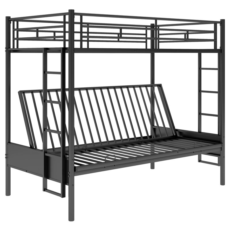 Twin Over Full Metal Bunk Bed, Multi-Function,Black