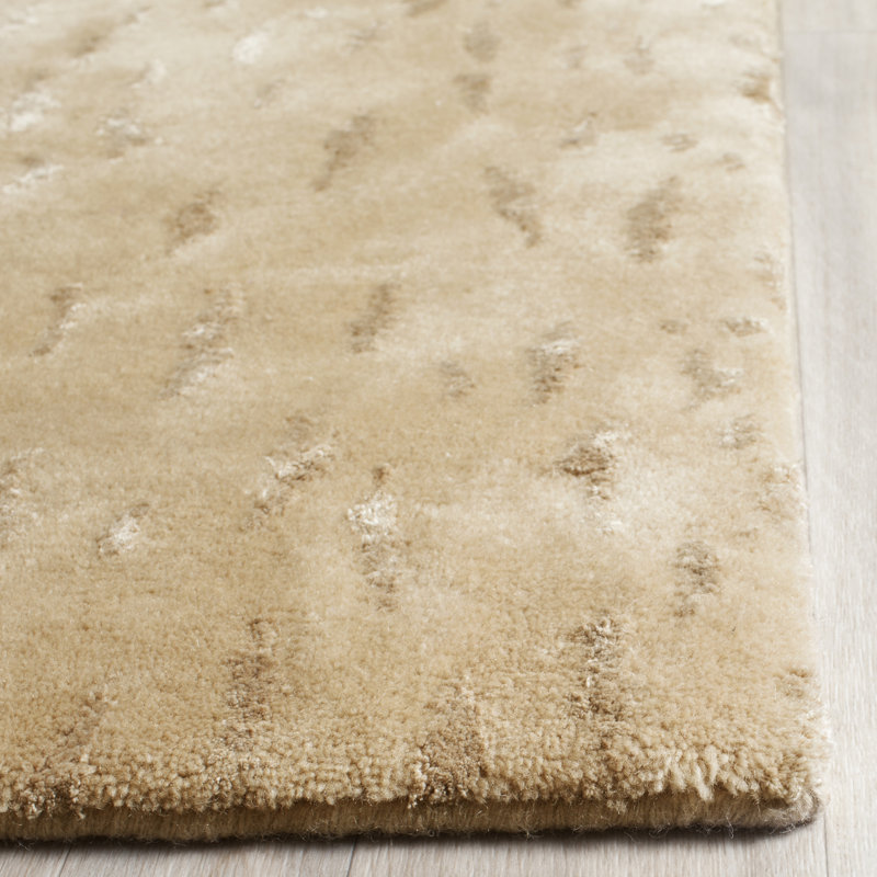Tapis beige clair en laine / viscose / coton Savorey, Rectangle 8 pi x 10 pi