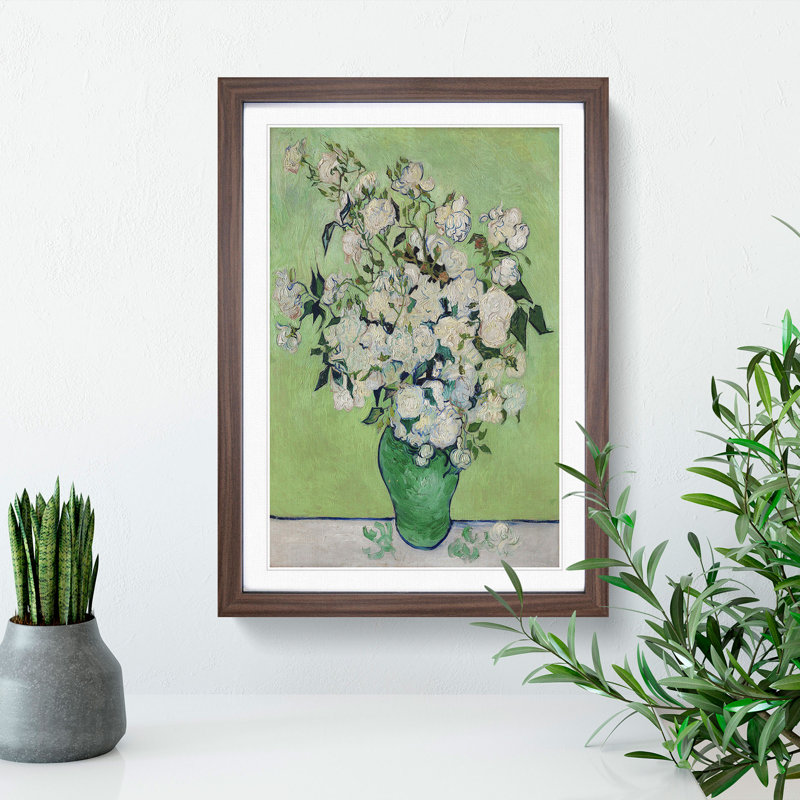 Roses Vol.2 by Vincent Van Gogh - Picture Frame Painting, Walnut Framed, 65cm H x 48cm W x 2cm D