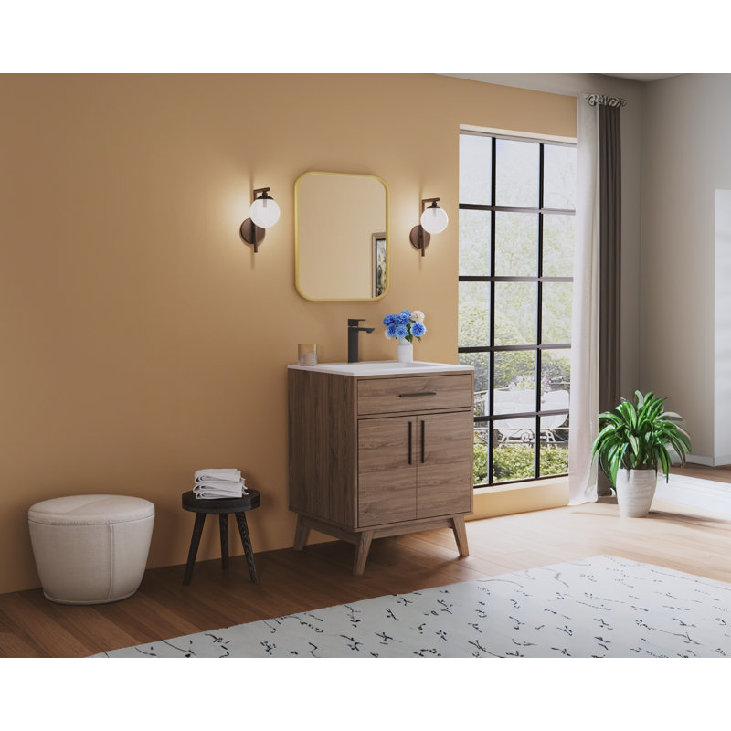 Brigner 24.5'' Single Bathroom Vanity with Acrylic Top, Brown, Brown