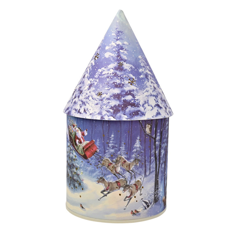LED Round House Lantern - Snowman Forest