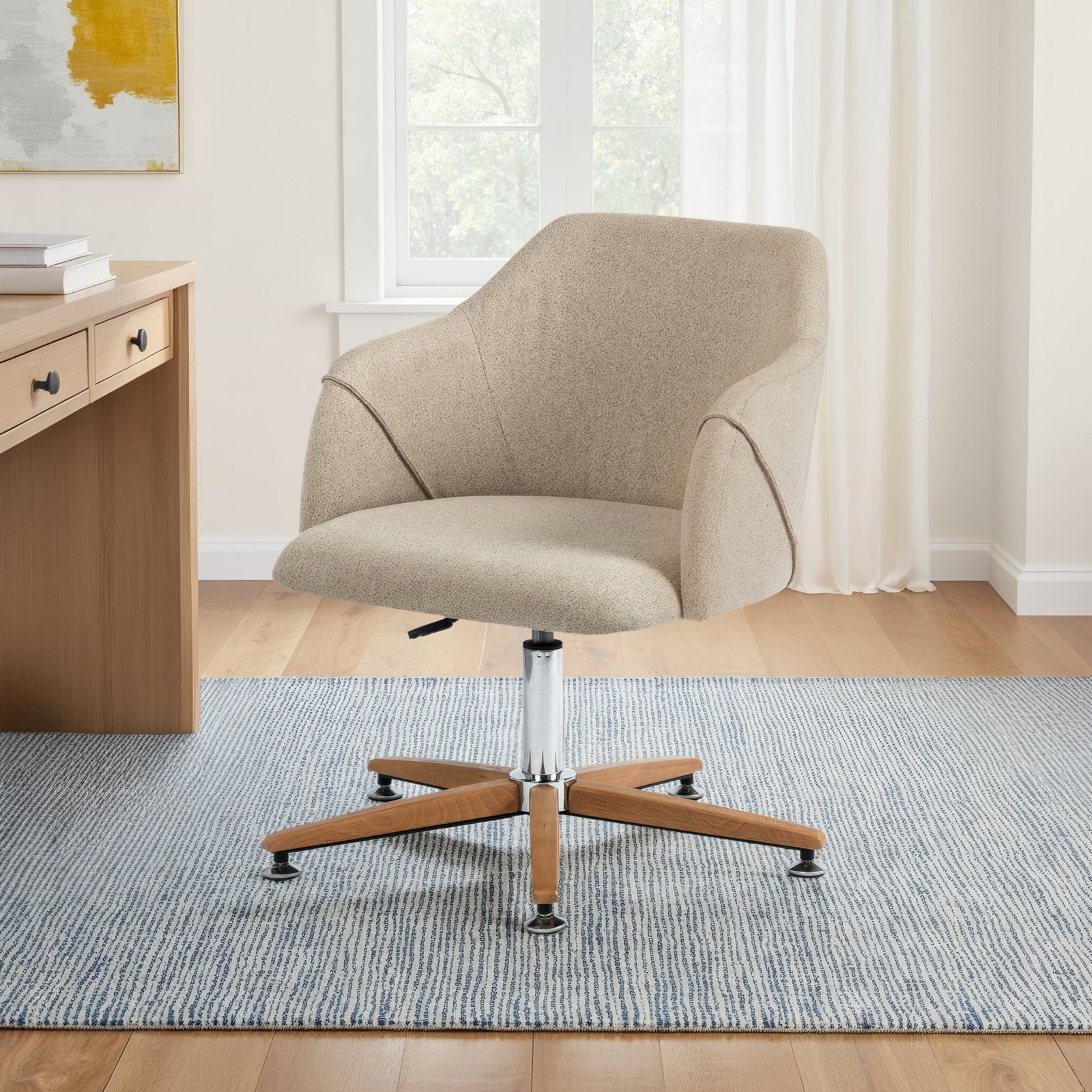 Padraic Swivel Office Chair, Oatmeal