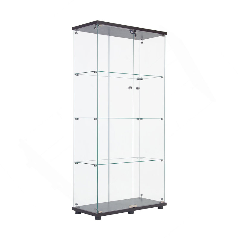 Vitrine lumineuse en verre à DEL avec plusieurs tablettes, idéale pour mettre en valeur des objets précieux et organiser des objets