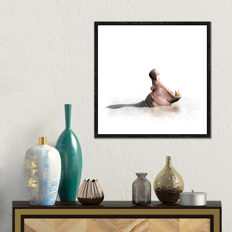 Hippo Mouth Wide Open Isolated On White by Susan Richey - Gallery-Wrapped Canvas Giclée on Canvas, 45.72 cm H x 45.72 cm W