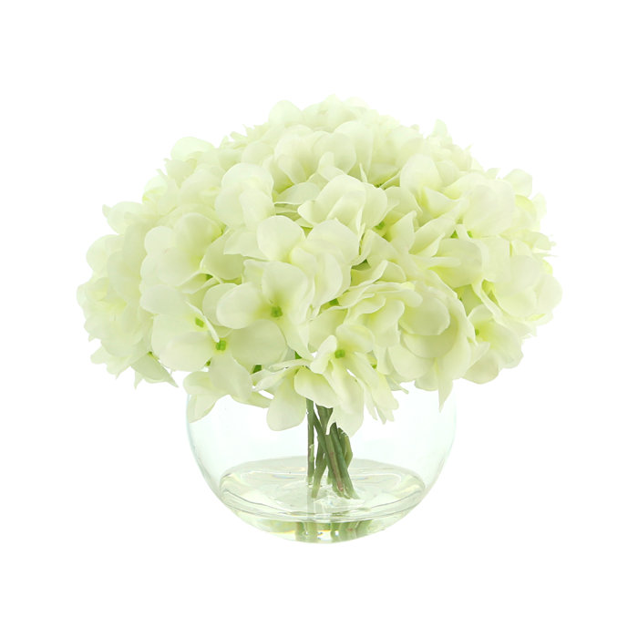 Charlton Home® Polysilk Hydrangea Arrangement in Vase & Reviews | Wayfair