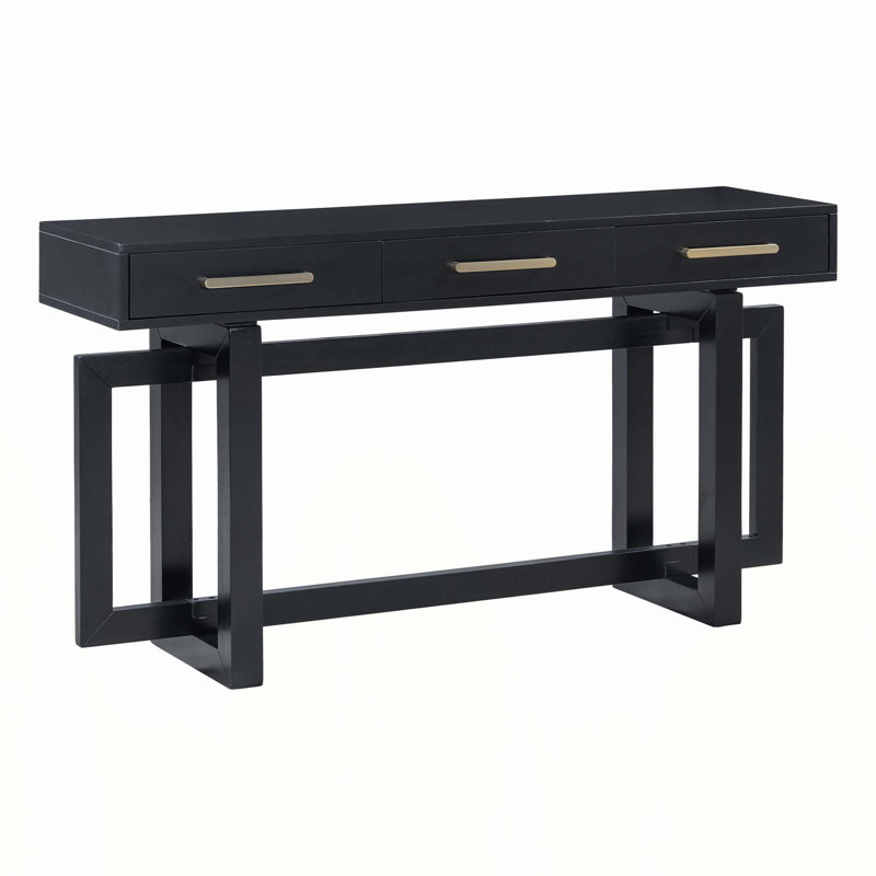 Elegant Console Table with Three Drawers for Various Rooms, Enhancing Space and Style., Black