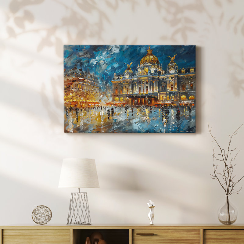 Paysages CXVI - Toile tendue avec châssis de qualité supérieure - Prêt à être accroché, H 40 po x l 60 po