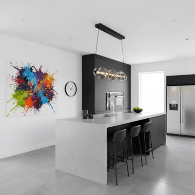Astra - Integrated LED Island Light - Black Finish - Smoke Ombre Glassware Shade