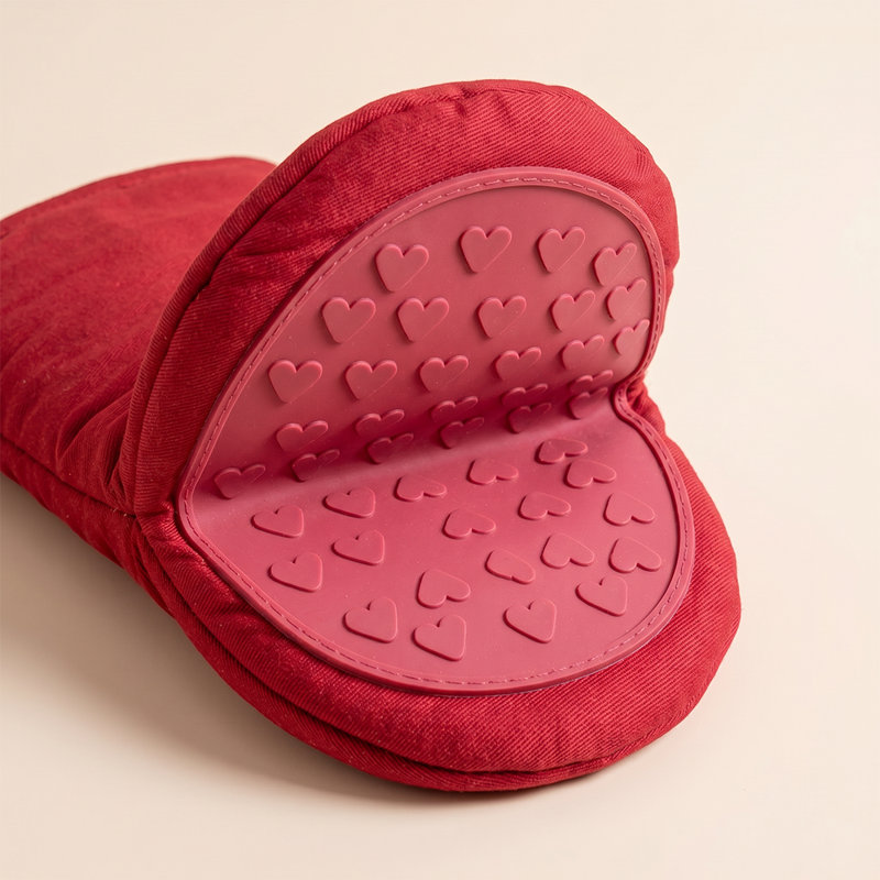 Ensemble de 4 mini gants de cuisine en toile de coton avec poignée antidérapante en silicone et isolant matelassé