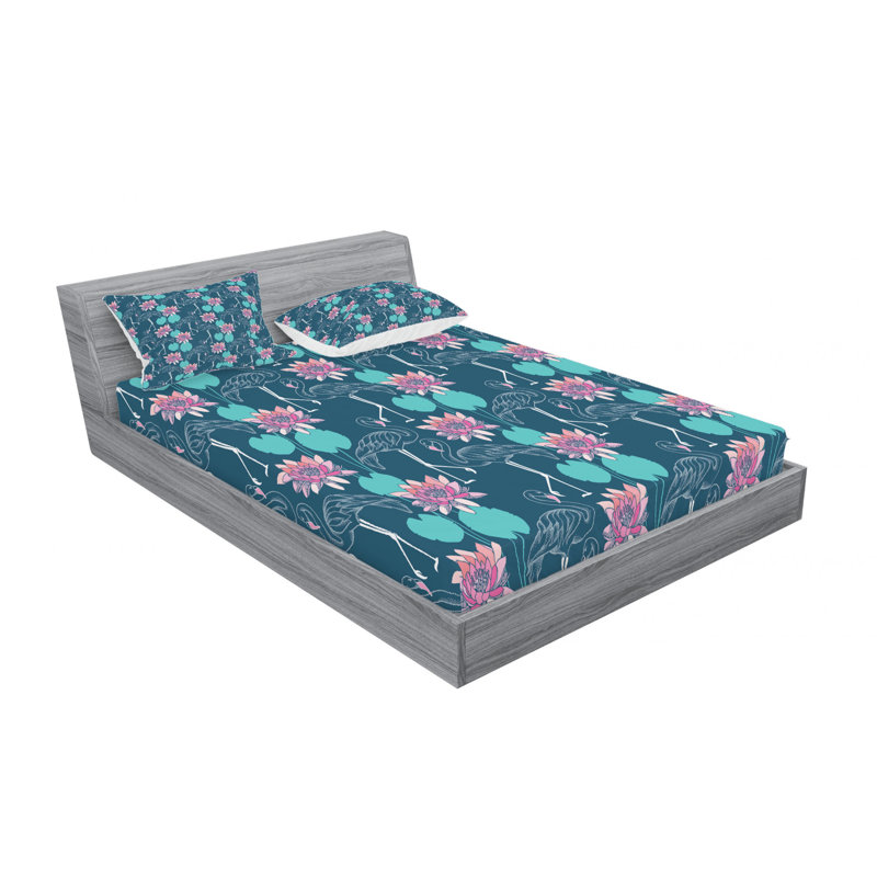 Ensemble de draps floral tropical, Ensemble de draps pour lit double avec un drap-hou