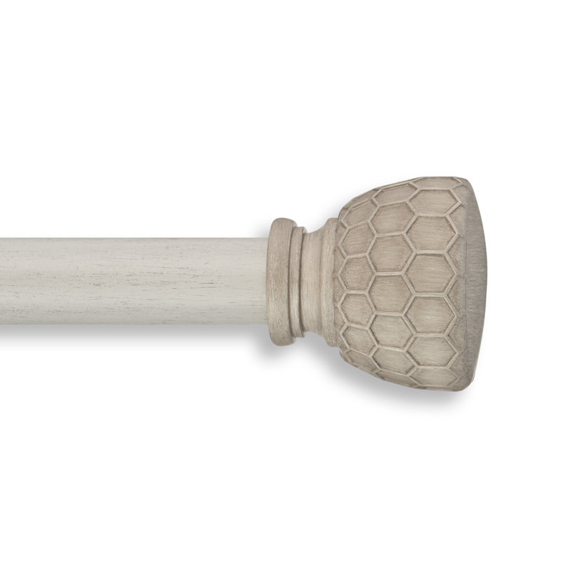 Urne de ferme de style campagnard Cambria Designer Series 1 1/8 po Tringle à rideaux à longueur fixe, Blanc