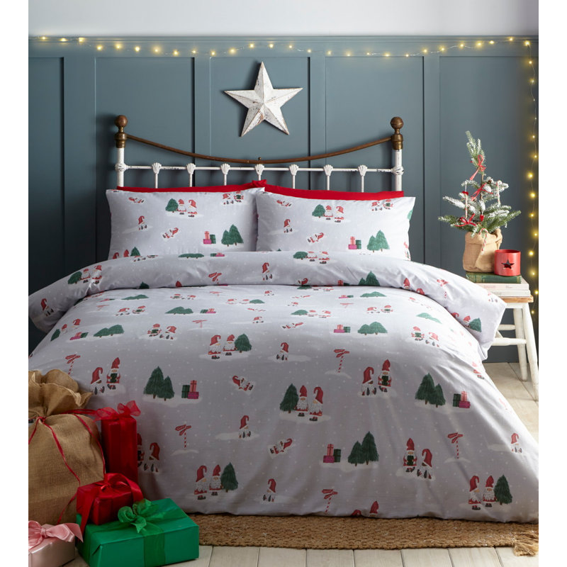 Delbert Polyester Christmas Duvet Cover Set with Pillowcases, Single - 1 Standard Pillowcase