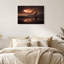 Voilier sous des nuages orange dramatiques sur l'eau, art mural-610176734