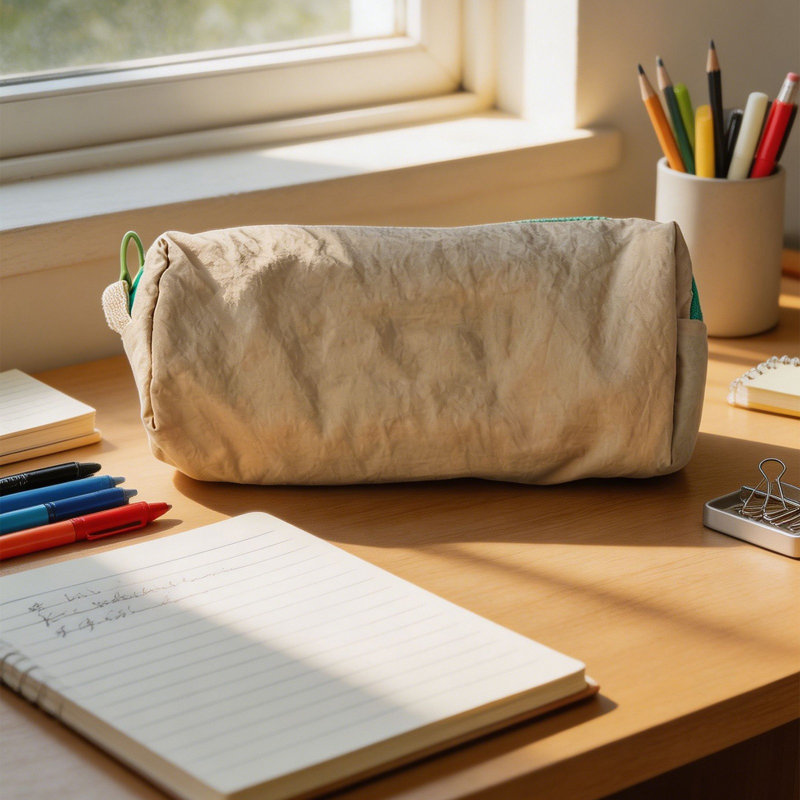 Sac à dos de grande capacité avec sac à crayons Sac de rangement portable polyvalent et léger, Beige