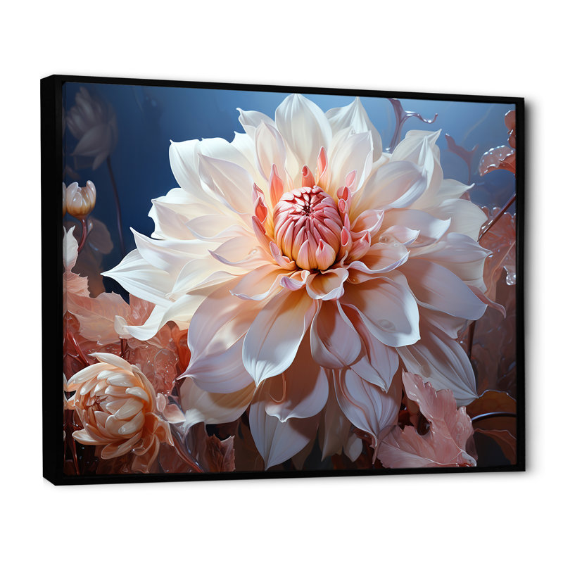 Rêves de dahlia rose en fleurs, L 32 po x H 16 po x P 1 po, Cadre flottant noir
