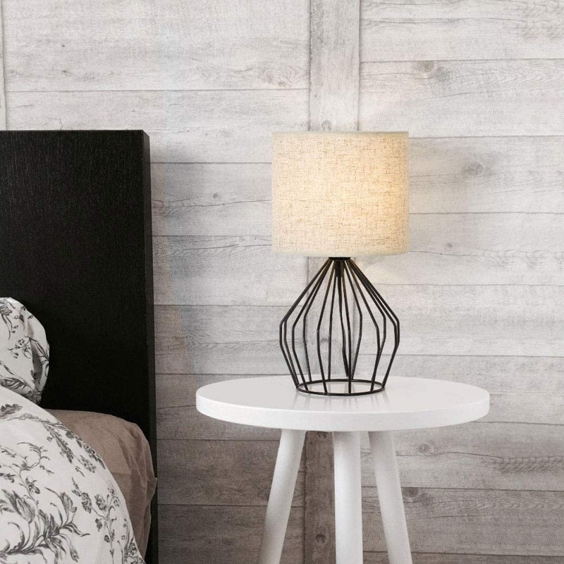 Lampe de table 13,8 po Hakun, Noir, Lin
