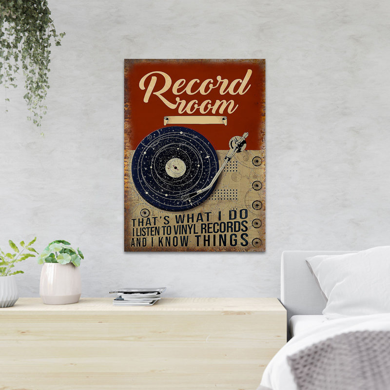 Un disque de vinyle galaxie sur fond rouge et brun - It's What I Do - 1 pièce, reproduction d'art graphique sur toile tendue