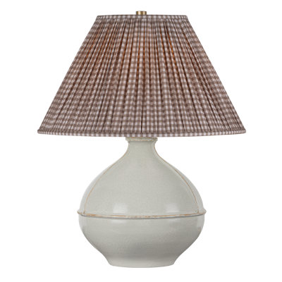 Salvage Table Lamp With Gingham Brown Shade