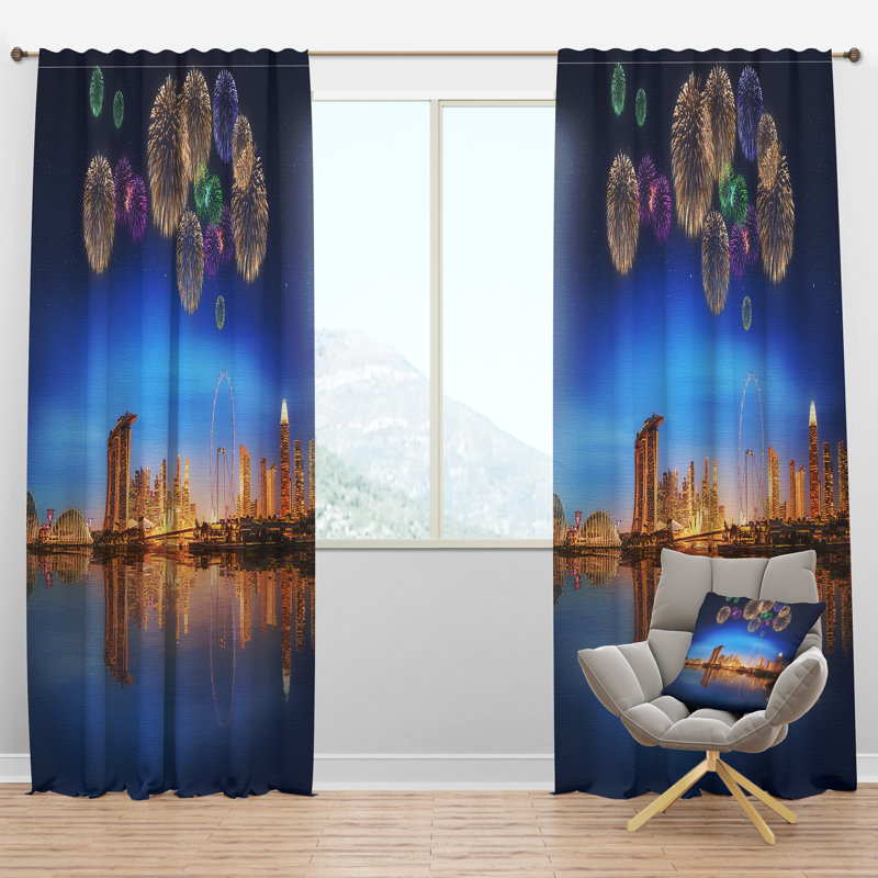Rideau moderne singapour - velours obscurcissant - 1 panneau singapour, l 52 po x L 108 po