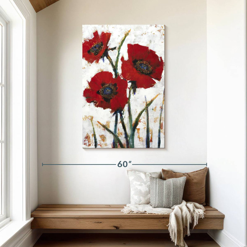 Harnek - coquelicot rouge I, H 45 po x l 30 po