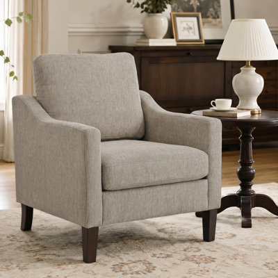 Upholstered Accent Armchair with Solid Wood Legs