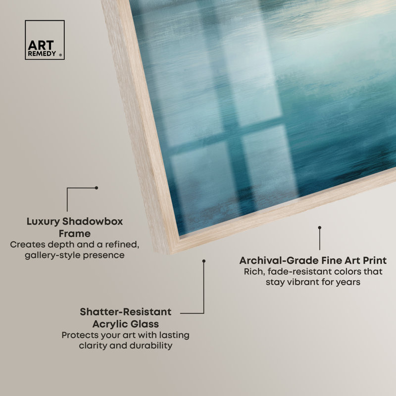 Ensemble de 2 impressions sous verre Fogbound Shore III, style abstrait côtier, par Art Remedy, cadre blond, 30 x 48 cm.