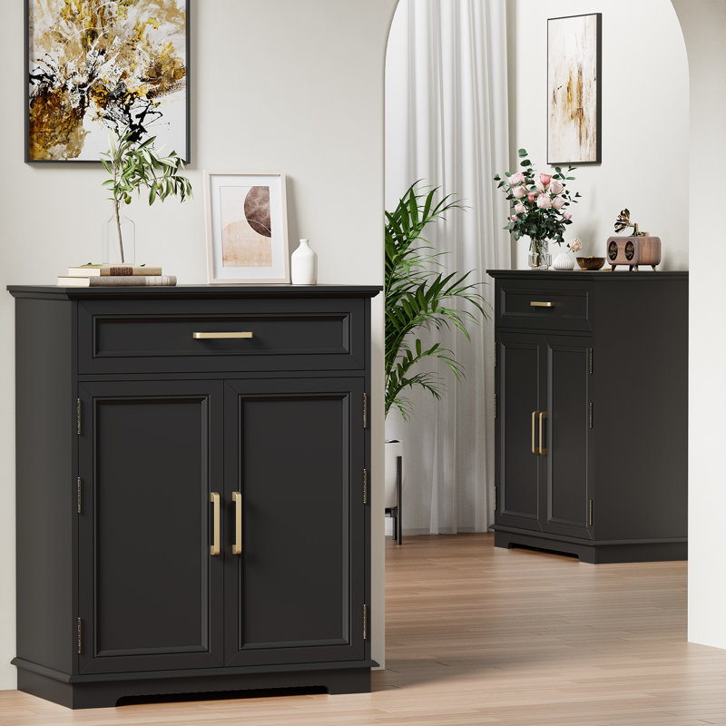 1Drawer 2-Door Accent Cabinets Chests with Storage for Living Room,Kitchen,Entryway,Dining Pantry Cabinet with 4 Hanging Shelves
