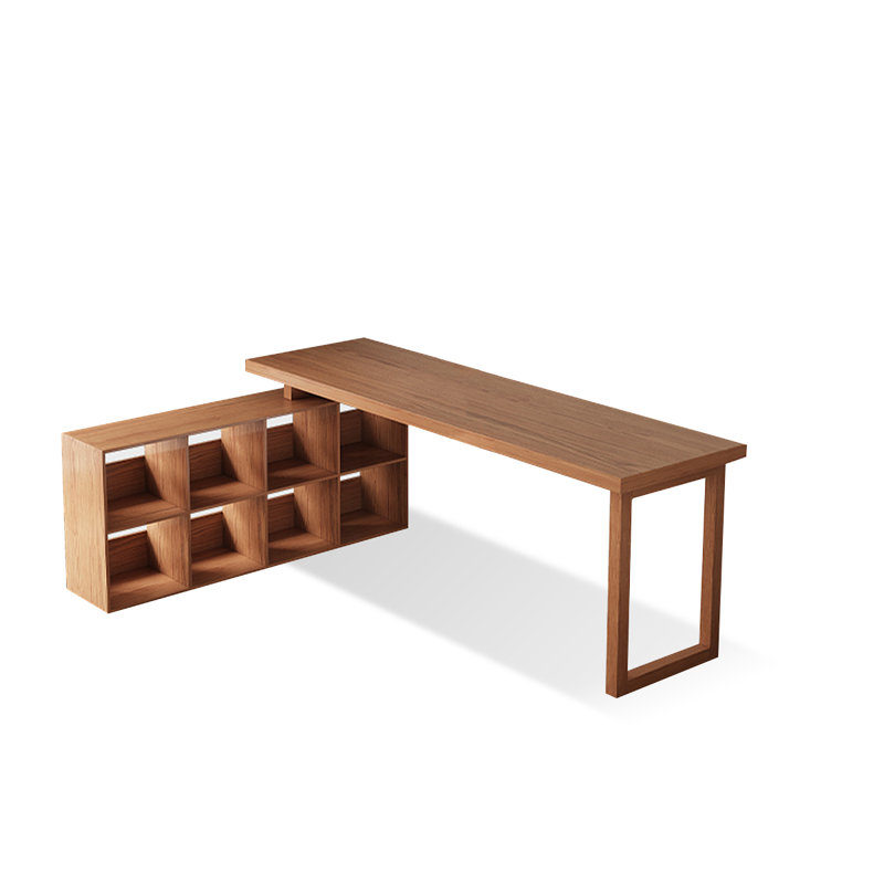 Bureau en bois massif en L Burlywood, H 29,53 po x l 62,99 po x P 35,43 po, Right Hand Return