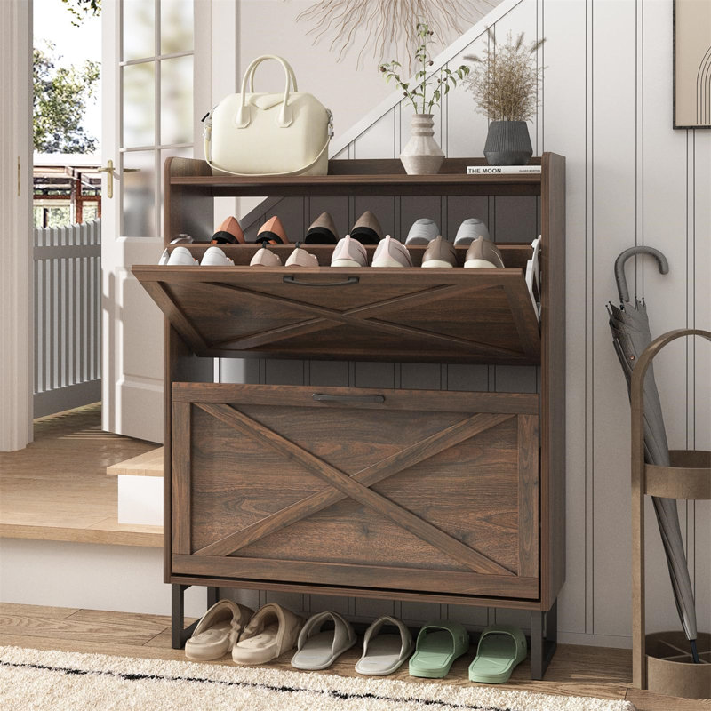 32 Pair Shoe Storage Cabinet, Brown