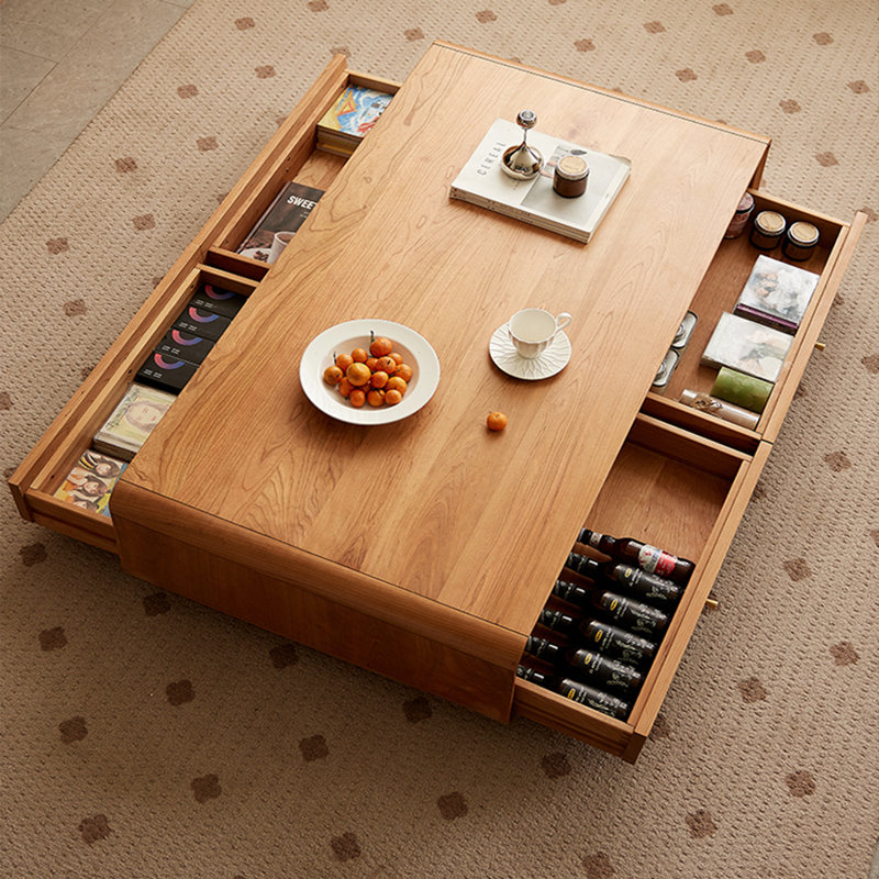 Floor-to-floor solid wood coffee table