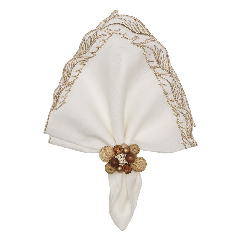 Winding Vines Napkin, White/Natural