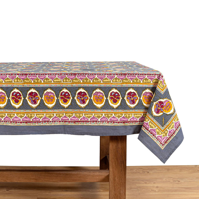 Pansy Tablecloth, 59" x 86", Gray