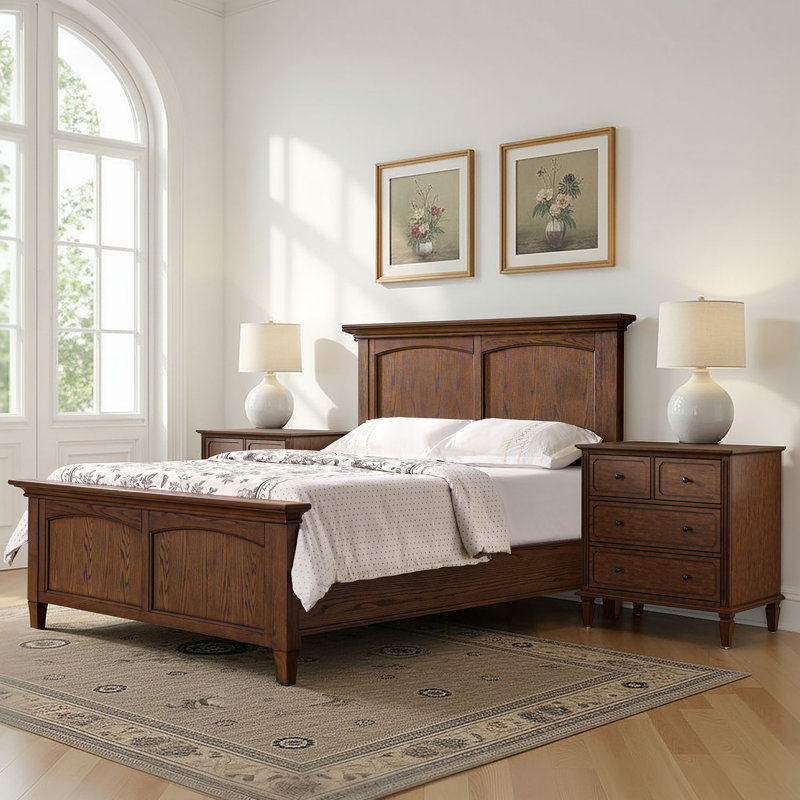 Ensemble de chambre à coucher 3 pièces avec table de chevet et lit Amberlyn, Très grand
