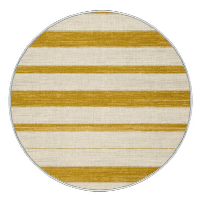 Tapis beige à rayures horizontales lavable à la machine