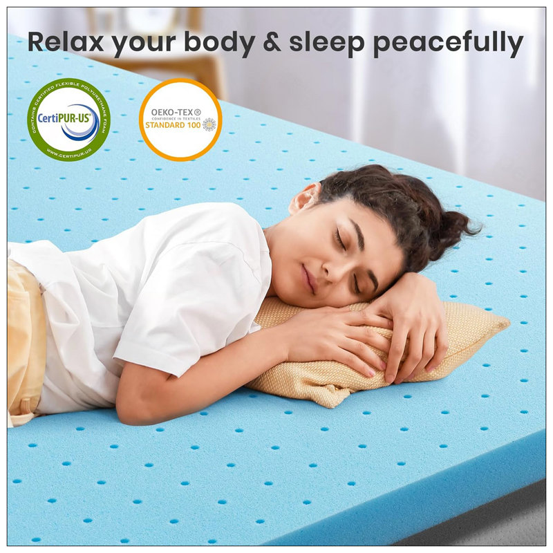 Mattress Topper, Gel Infused Memory Foam Mattress Topper, Cooling Mattress Pad For Pressure Relief Back Pain, Certipur-US Certified