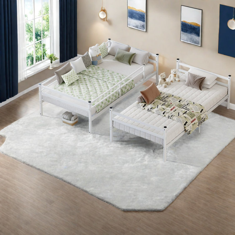 Lits peu encombrants avec rangement, lit moderne en métal blanc pour la maison