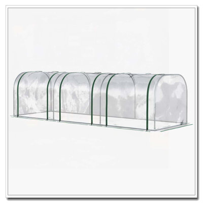 Mini serre Outsunny de 10 pi x 3 pi x 2,5 pi, serre portative à tunnel avec portes à fermeture à glissière, housse imperméable aux rayons UV, structure en acier, transparent