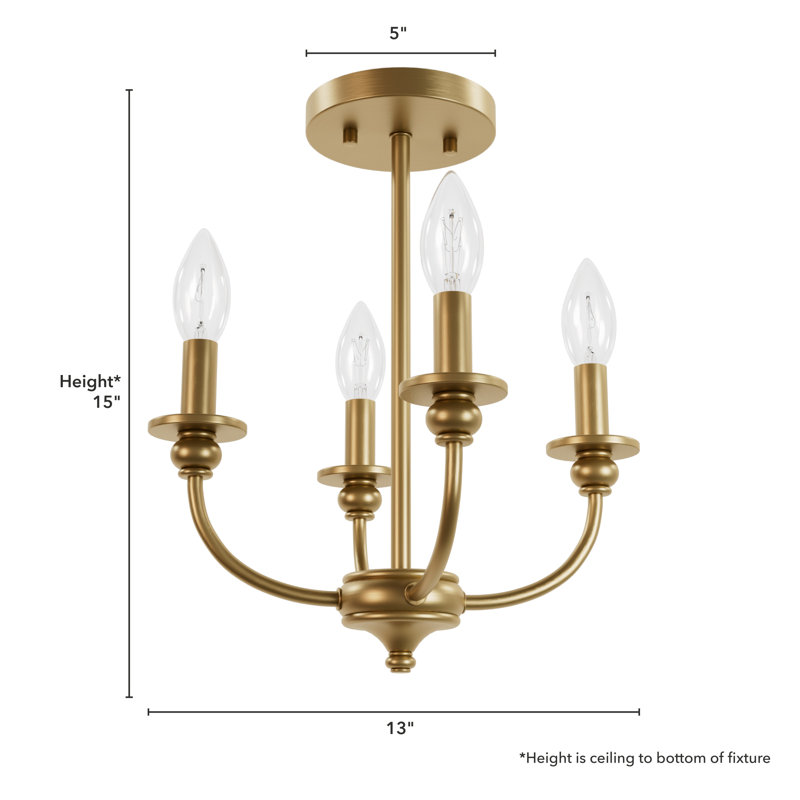 Southcrest 4 Light 13" Semi Flush Mount, Luxe Gold