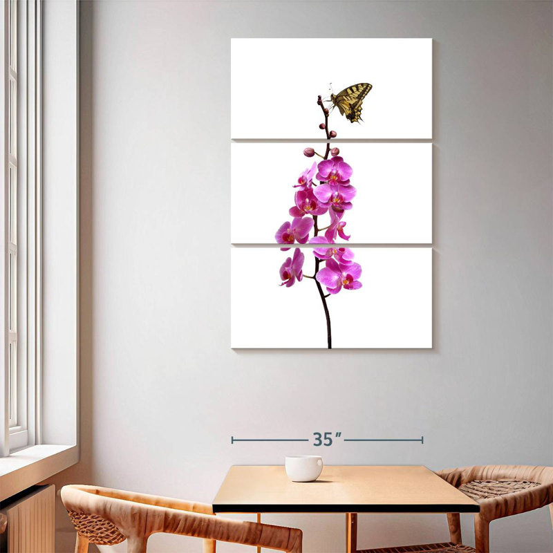 Brampt Butterfly On Orchid Stalk, 65" H x 42" W