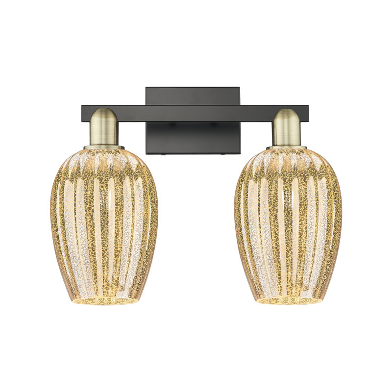 Eldon - Éclairage pour meuble-lavabo de salle de bain 4 lumières, Mercure, Laiton antique / noir mat, Deux lumières