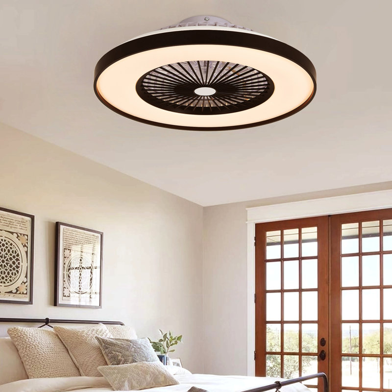 23-Inch Black Ceiling Fan Light With Led Rgb – Dimmable & Color-Changing, App & Remote Control, Modern Smart Ceiling Fan For Living Room, Bedroom, And Dining Room (Silent/6-Speed/Reversible/Dc Motor)