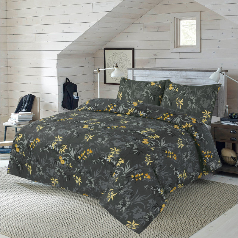 NZ Microfiber Floral Duvet Cover Set with Pillowcases, Double