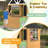 Wooden Playhouse For Kids Outdoor, Cottage Play House With Door, Windows, Fence, Bench, Service Station, Blackboard, Toys, For Kids 3-8 Years, Brown-125374890