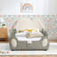 Lit simple mignon en forme de nuage pour enfants en cuir de polyuréthane avec garde-corps, lit pour tout-petits sécuritaire avec pochette de rangement beige et grise