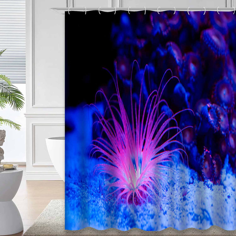 Marine Corals Sea Anemone Flower Shower Curtain with 12 Hooks, L 72 po x l 78 po